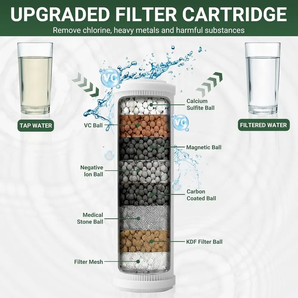 High-Pressure Filtered Shower Combo with 10-Spray Handheld, Adjustable Height Bar, and 71 Hose in Matte Black