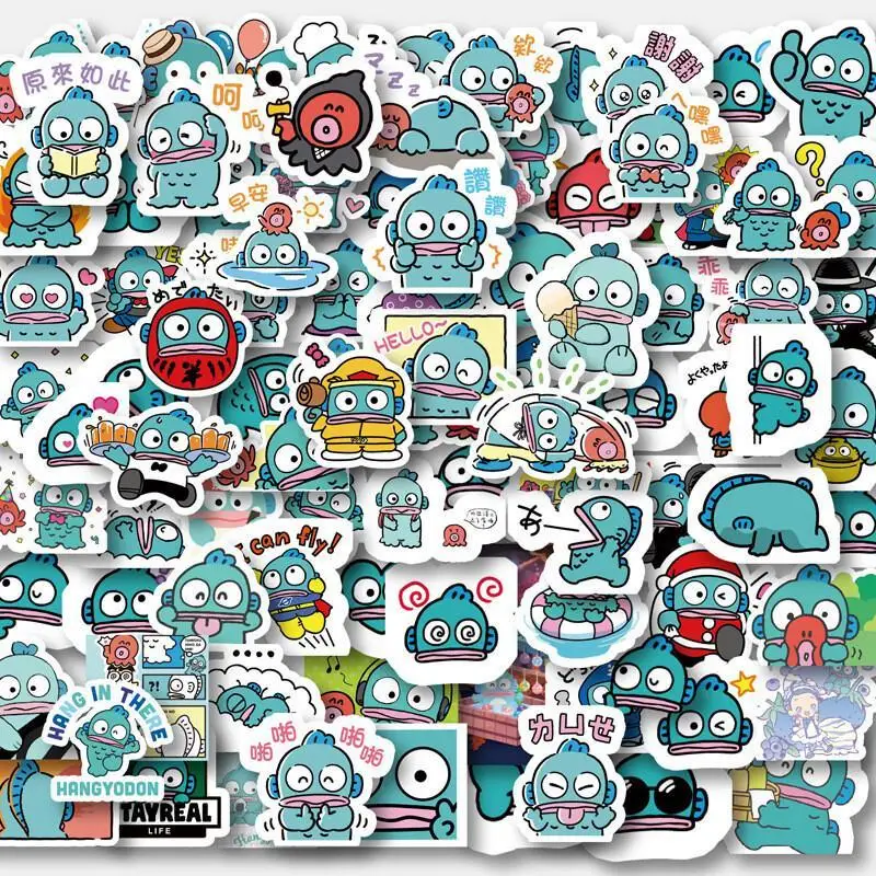96 pièces Sanrio Hangyodon autocollants dessin animé mignon enfants décoratif cahier tasse d'eau Album de bricolage autocollants jouets cadeaux