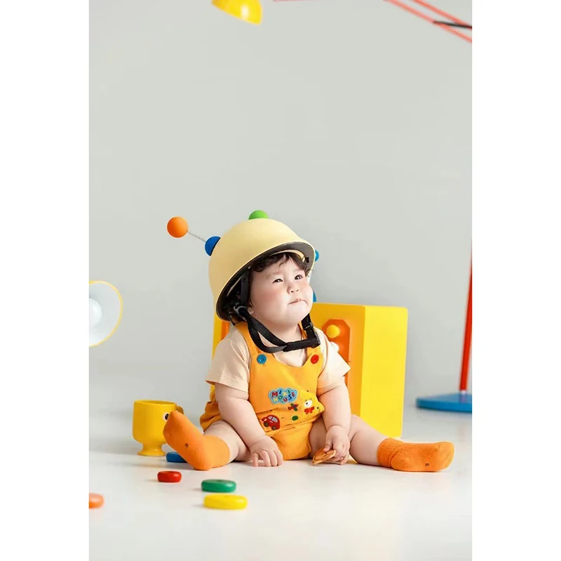 Childrens Photography Clothing Yellow Cartoon Theme Studio Baby and Boy Photography Clothing Floor Lamp TV Props bebê  신생아사진