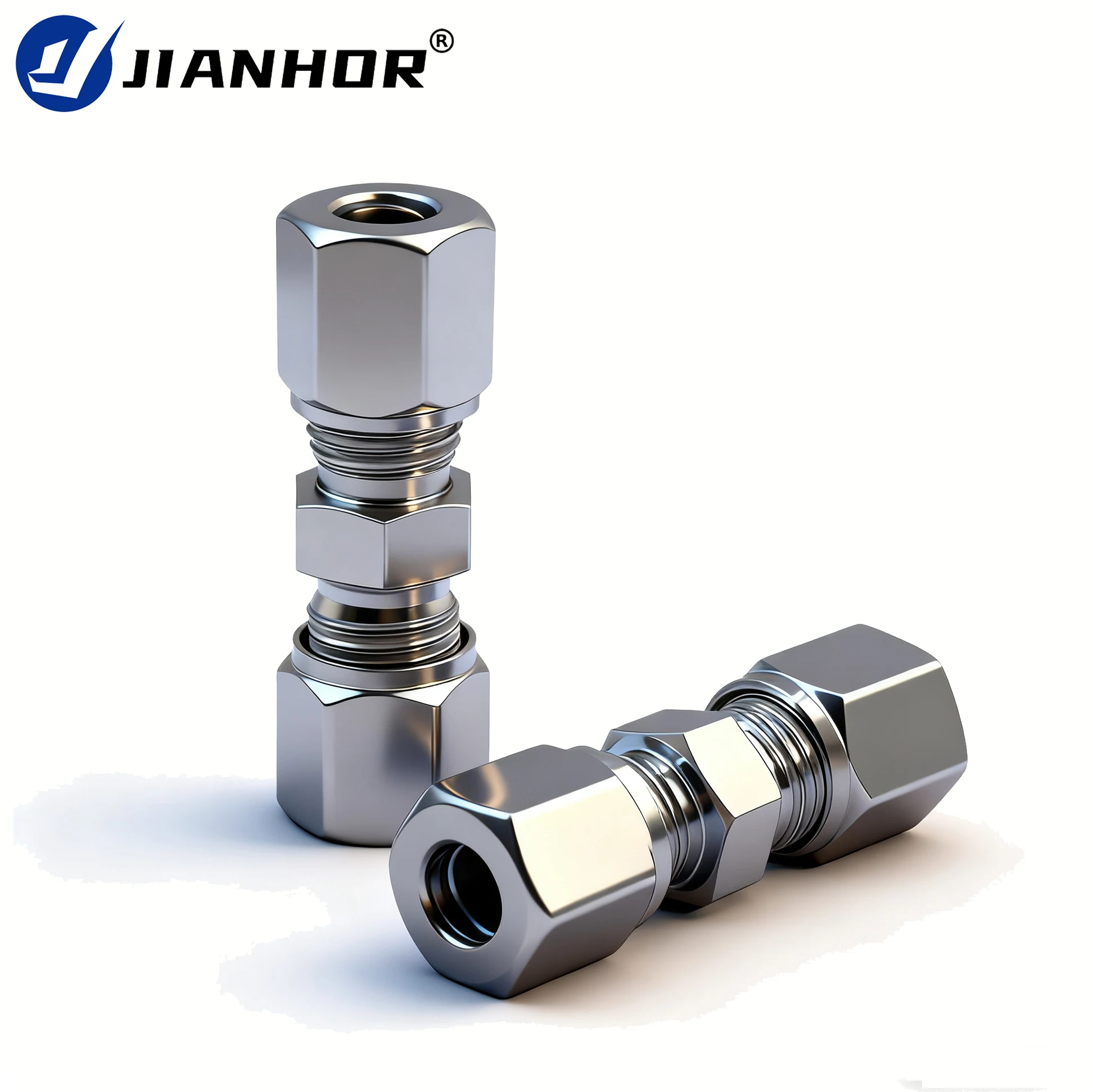 Lubrication Straight Union Compression Fittings 6mm 8mm 10mm Tube Carbon Steel Straight Union Connector