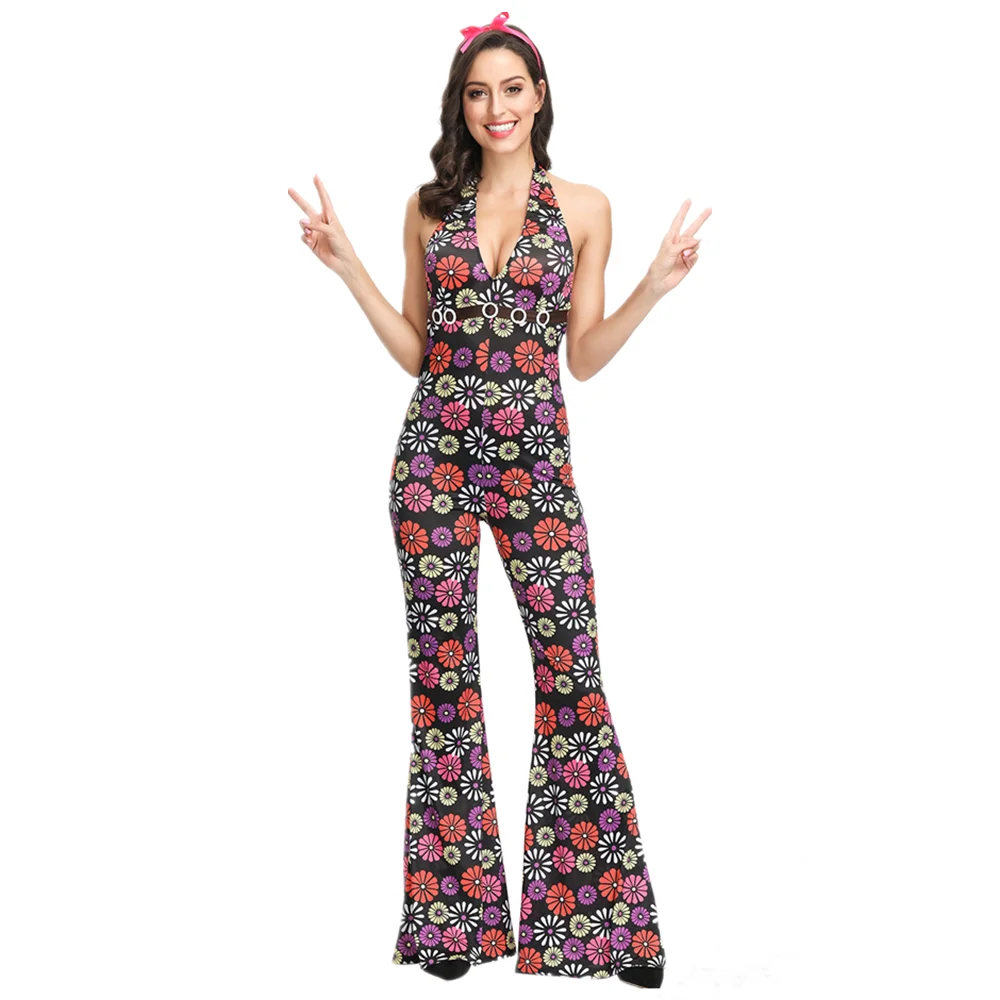 Adult Retro 60s 70s Hippie Costume Purim Halloween Disco Stage Performance Dancing Suit Rock Hippies Cosplay Couples Outfit