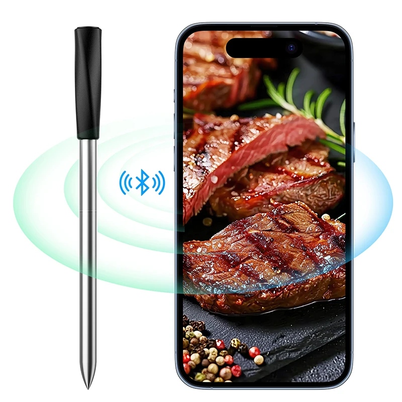 

Smart Bluetooth Meat Thermometer for Grilling BBQ Oven Smoker Sous Vide Wireless Digital Cooking Temp Probe with App Monitoring
