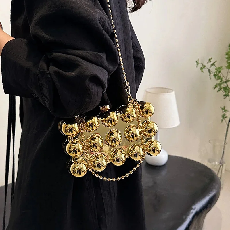 

Fashion Pearl Chain Crossbody Bag Women Fashion Niche Mini Handbag Ladies Trendy Versatile Acrylic Solid Evening Satchel Bag