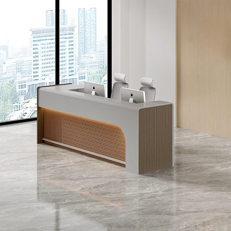 custom.Factory Simple Modern Company Wooden Reception Desk Beauty Salon Hotel Reception Counter Front Desk