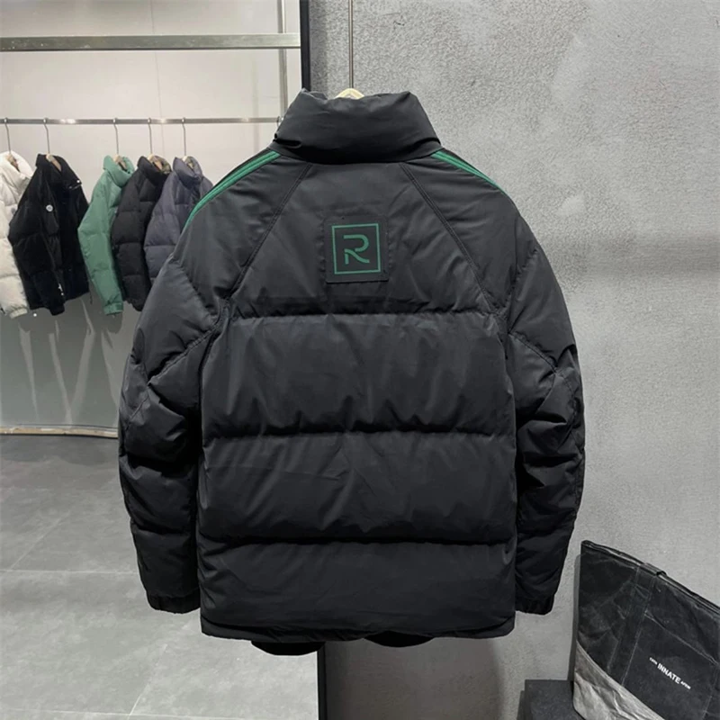 Winter Thickened Korean Style Men's Casual Stand Collar Patchwork Cotton Jacket Warm Fashionable Bread Coat Short Loose Fit