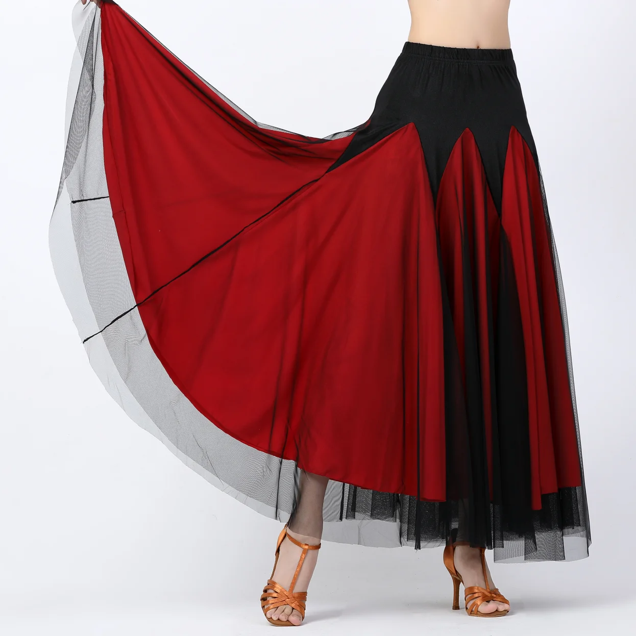 Modern dance skirt ballroom dance skirt mesh long skirt dance performance dress large swing skirt