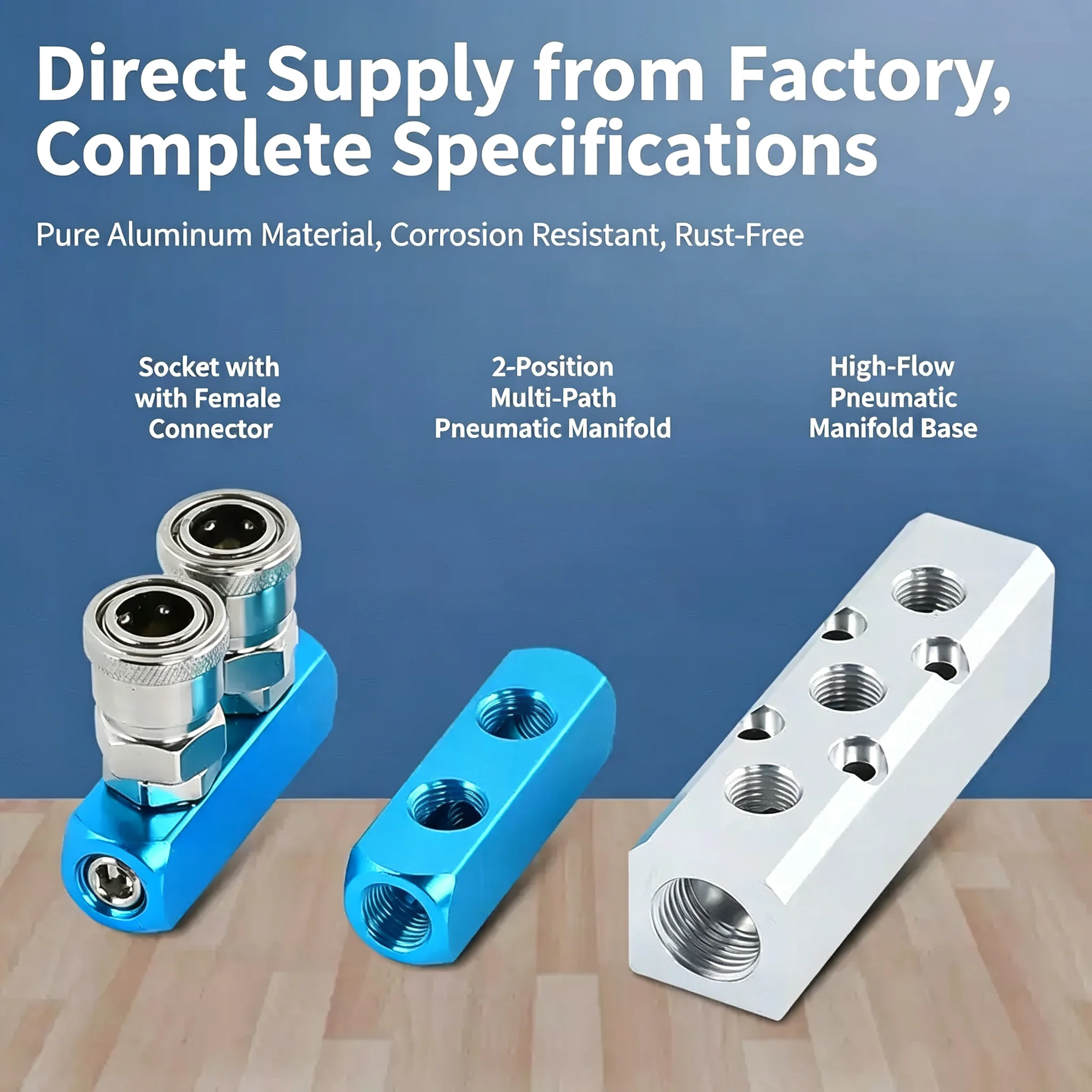 Hose Aluminum Manifold Block Splitter Connector Fittings High Quality PT Thread Port 2 3 4 5 6 Way Pneumatic Quick Connector Air