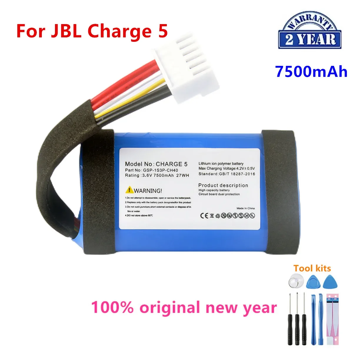 

Original GSP-1S3P-CH40 New Replacement 7500mAh For JBL Charge 5 /Charge5 Speaker Replacement Battery +Tools.