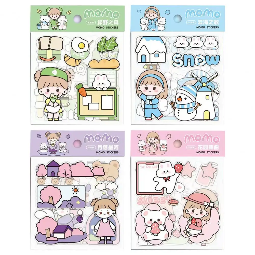 Adesivi 20 pezzi Cartoon Girl Scrapbook Sticker Set per fai da te Notebook Planner Journaling Gift Box