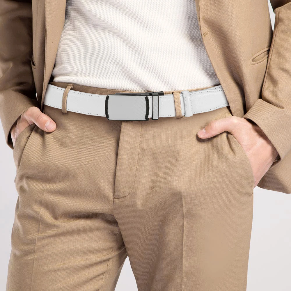 New Business Leisure Men's Alloy Square Buckle Belt Men's Luxury Designer High Quality Leather Cowboy Belt Multi Color