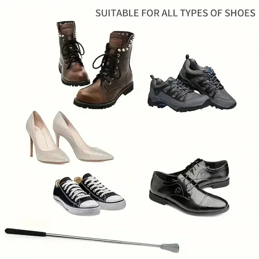 1PC 格納式ステンレス鋼高齢者靴プラー、靴アシスタント、男性と女性の両方に適し、シューネーレペル、靴べら