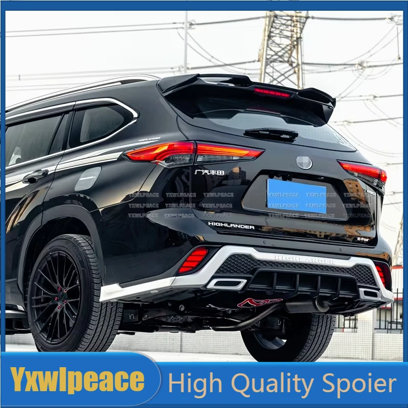 

For Toyota Highlander 4th 2021-2023 Roof Spoiler ABS Glossy black/Carbon Fiber Look Rear Trunk Lip Wing Car Accessories