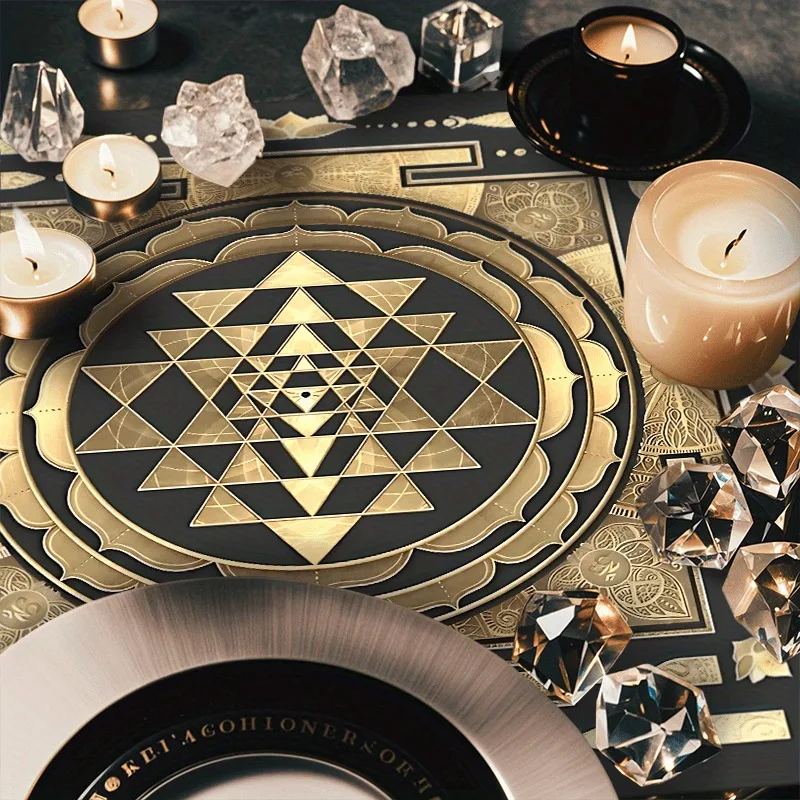 50/75/110/137cm Tarot mat Golden Sacred Geometry Altar Cloth Spiritual Mandala Square Tarot Tablecloth For Divination Decor