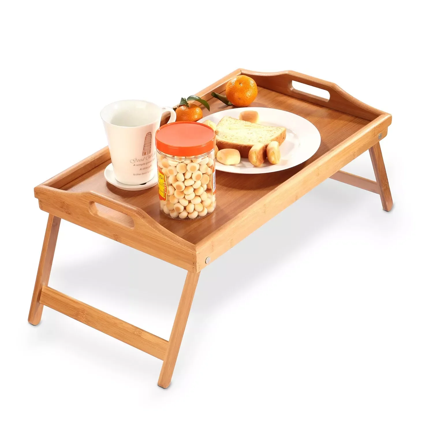 

Bamboo Bed Tray Foldable Lap Desk Portable Laptop Breakfast Food Dinner Table