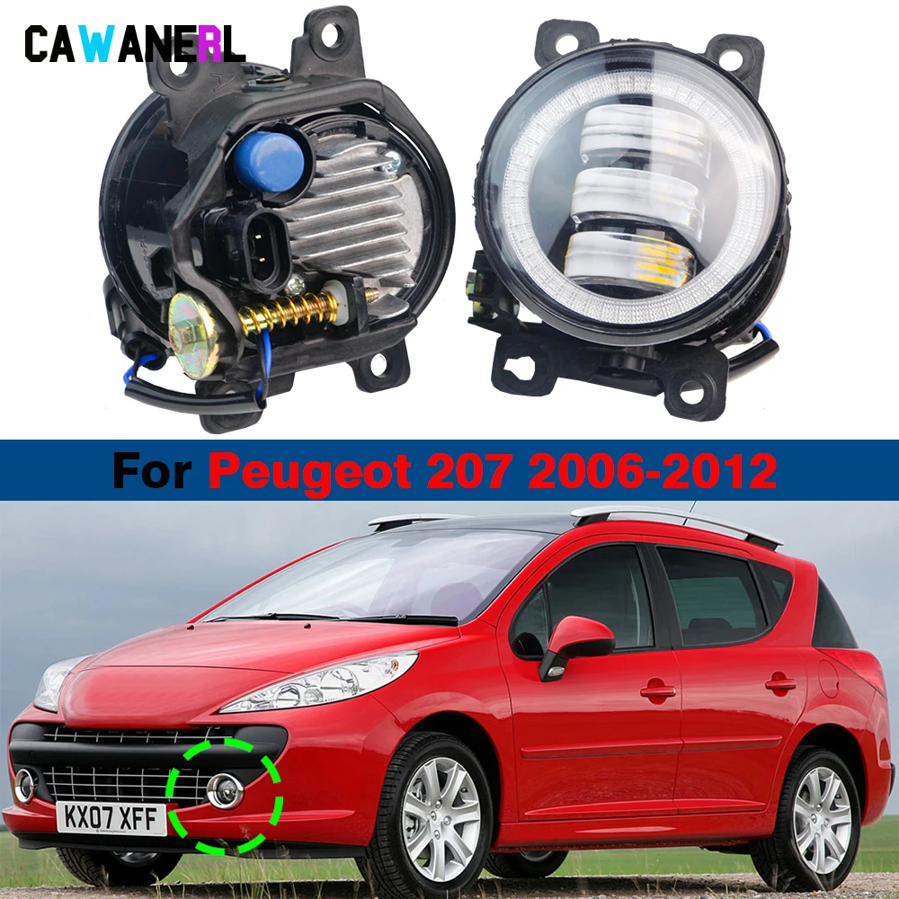 2 X Angel Eye LED Fog Light DRL H11 Car Fog Lamp Daylight 30W For Peugeot 207 CC SW Hatchback 2006 2007 2008 2009 2010 2011 2012