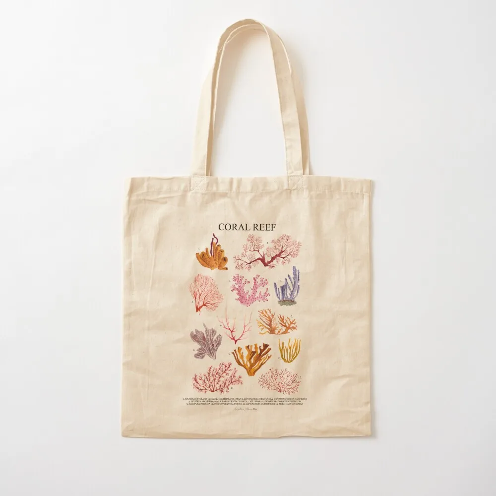 CORAL REEF poster with names Tote Bag tote bag woman cute tote bag Canvas