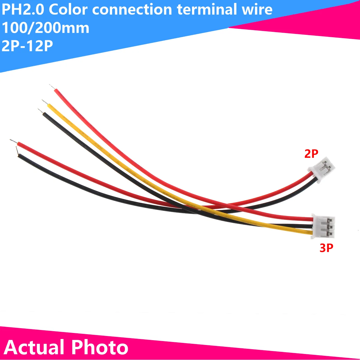 

5PCS PH2.0 electronic wire PH Color connection terminal wire 2P 3P 4P 5P 6P 7P 8P 9P 10 11P 12P 20CM 10CM 100MM 200MM single hea