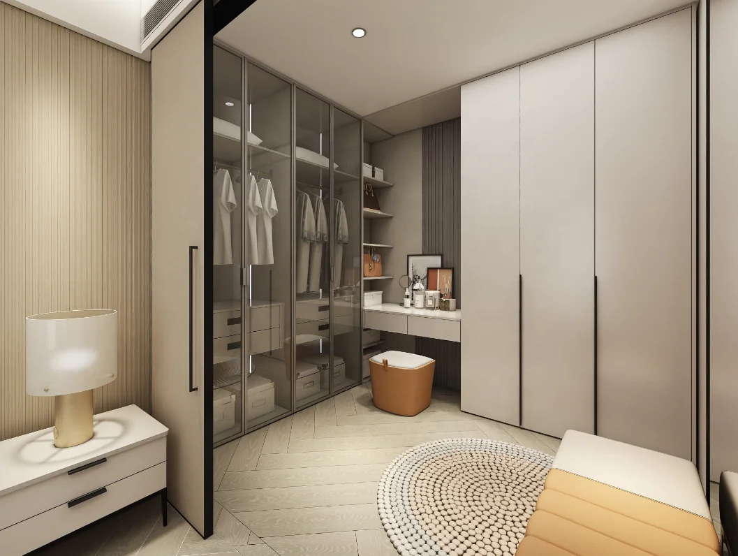 مجموعة غرف نوم كاملة مخصصة على الطراز الحديث من Angel Grace مع خزائن خشبية قابلة للتمديد عالية الجودة للفيلات