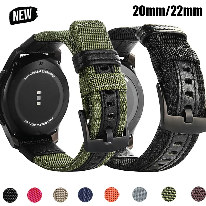 22 mm 20 mm Armband für Samsung Galaxy Watch7 6 5 4 3 5Pro 40 mm 44 mm 42 mm 46 mm Gear S3 Frontier Classic Nylon Woven Sportband
