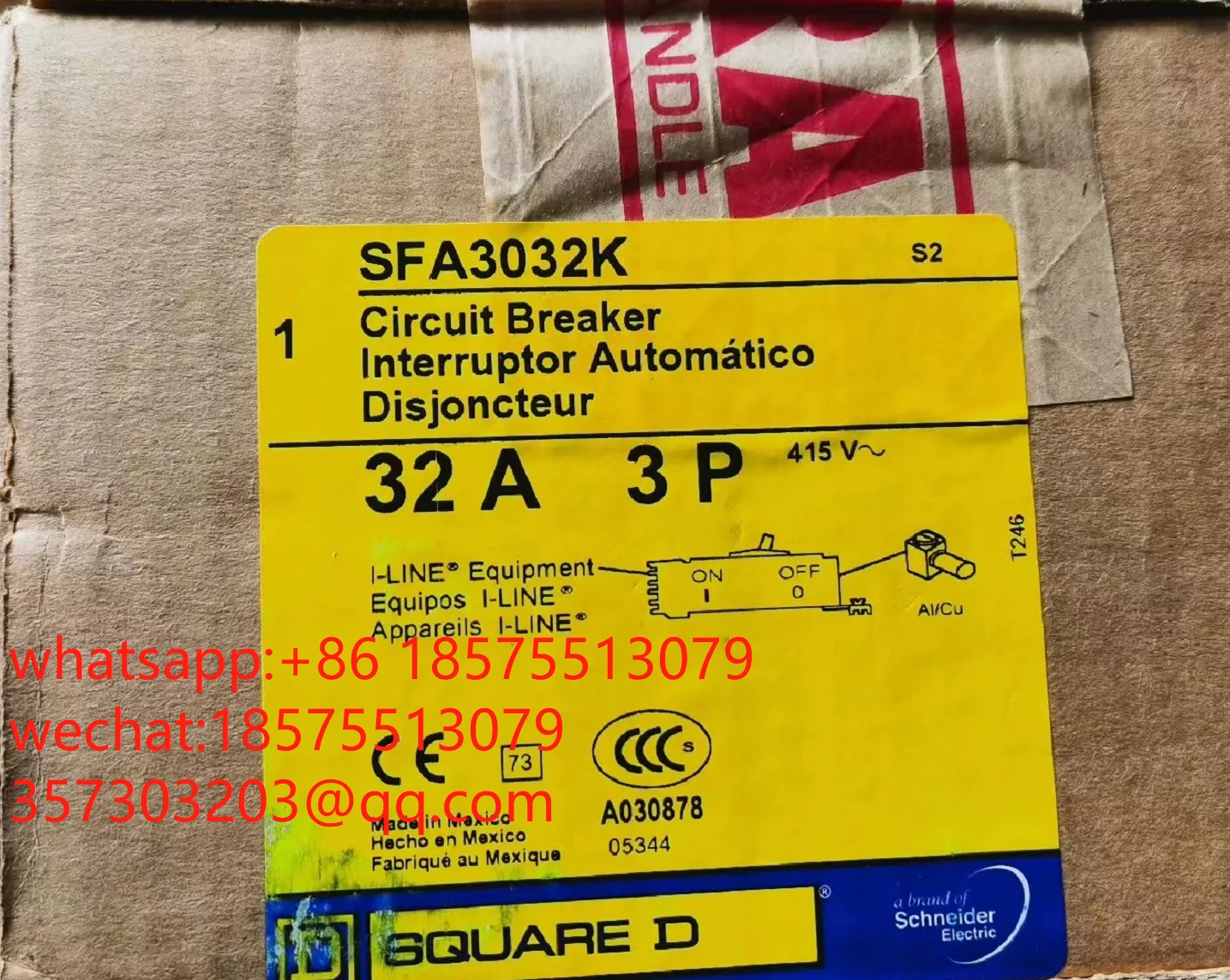 

For Schneider SFA3032K Circuit Breaker 32A 3P 1 PIECE