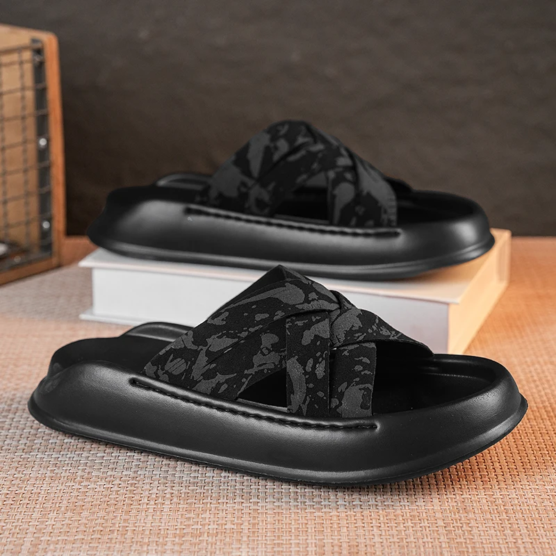 Men's Casual Slides Slippers Summer New Soft-Sole Outdoor Beach Shoes Quick-Dry Fashion Breathable Lightweight Sports Slippers