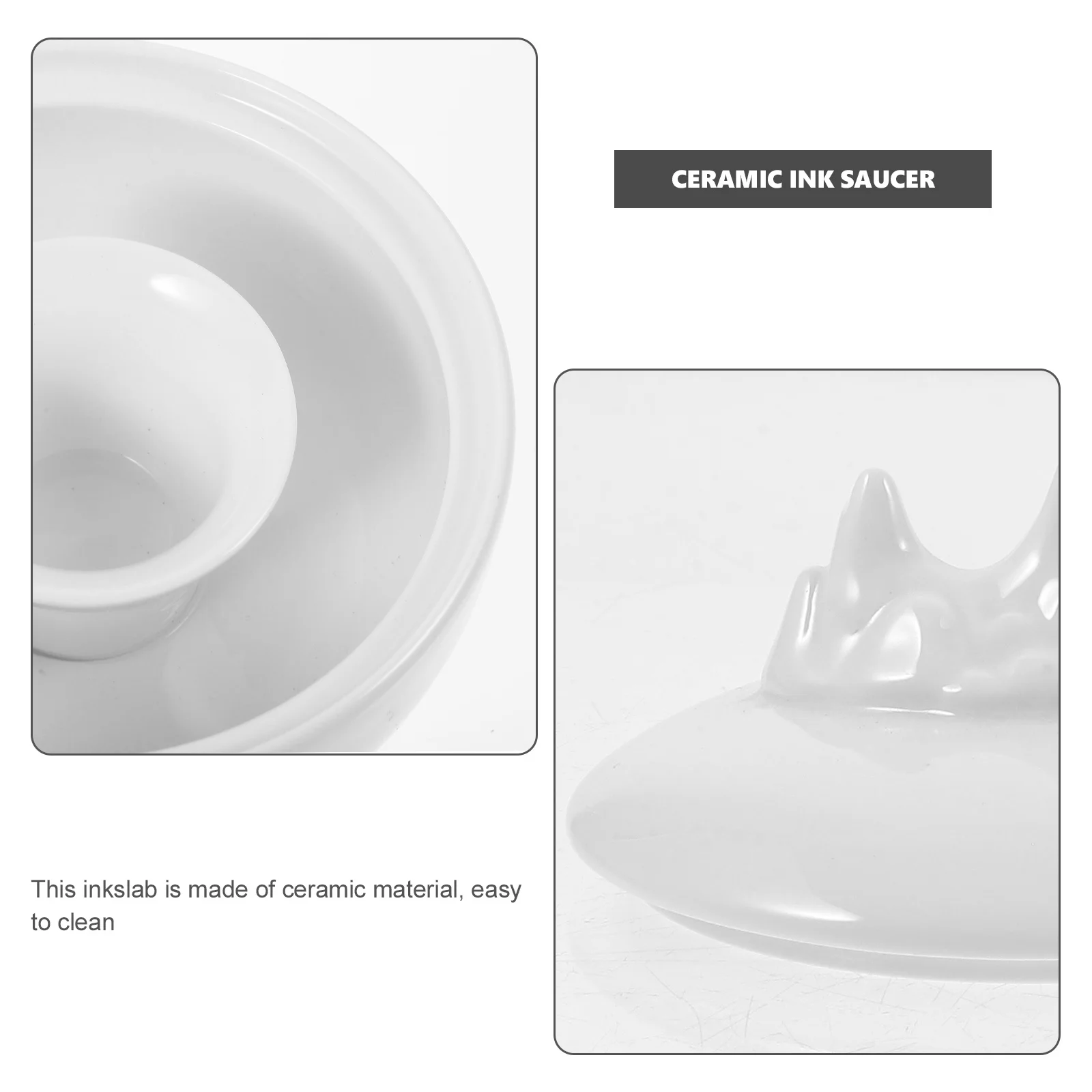 

Chinese Inkslab Ceramic Ink Saucer for Calligraphy and Drawing Durable Compact Easy to Clean and Reuse Ceramic Ink Saucer