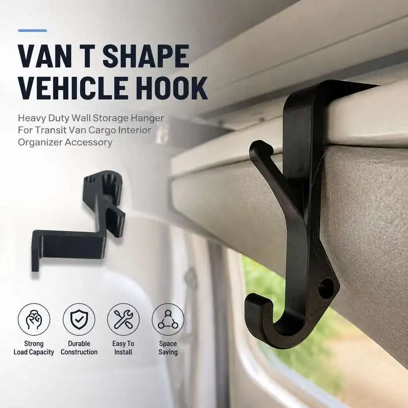 Heavy‑Duty T‑Type Interior Storage Hook For VW California Beach Coast Ocean T5 T6 T6.1 Multipurpose Hanger For Jacket Bag Hat