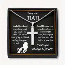 Classic Stainless Steel Cross Pendant Necklace, Father's Day Gift For Dad