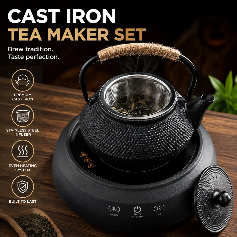 Cast Iron Teapot Japanese Style Full Set With Mesh Infuser For Home Boiling Tea For Electric Ceramic Stove And Charcoal Stove