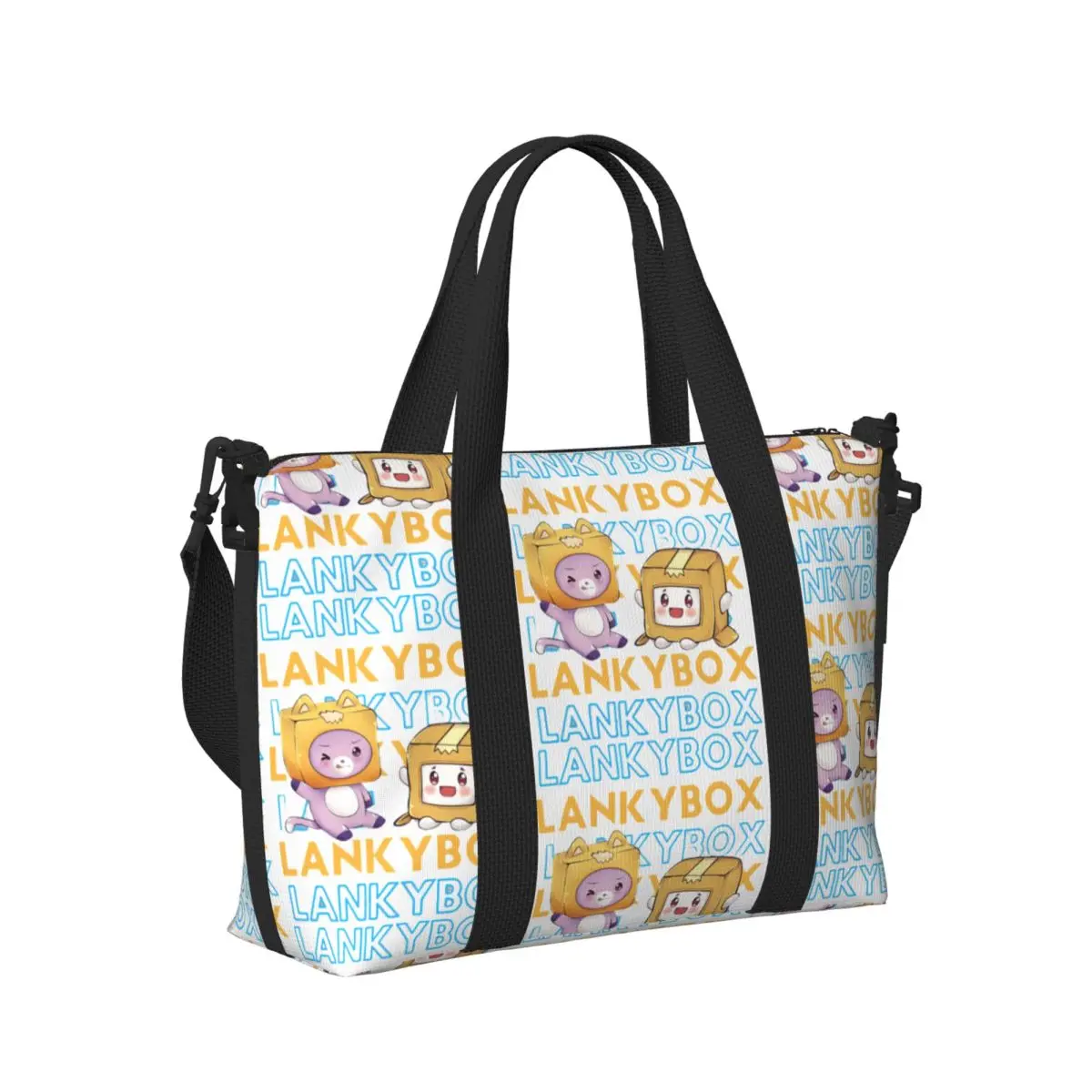 Juego personalizado Lanky Box moda Anime dibujos animados playa bolso de mano mujeres compartimento grande playa gimnasio bolsas de viaje