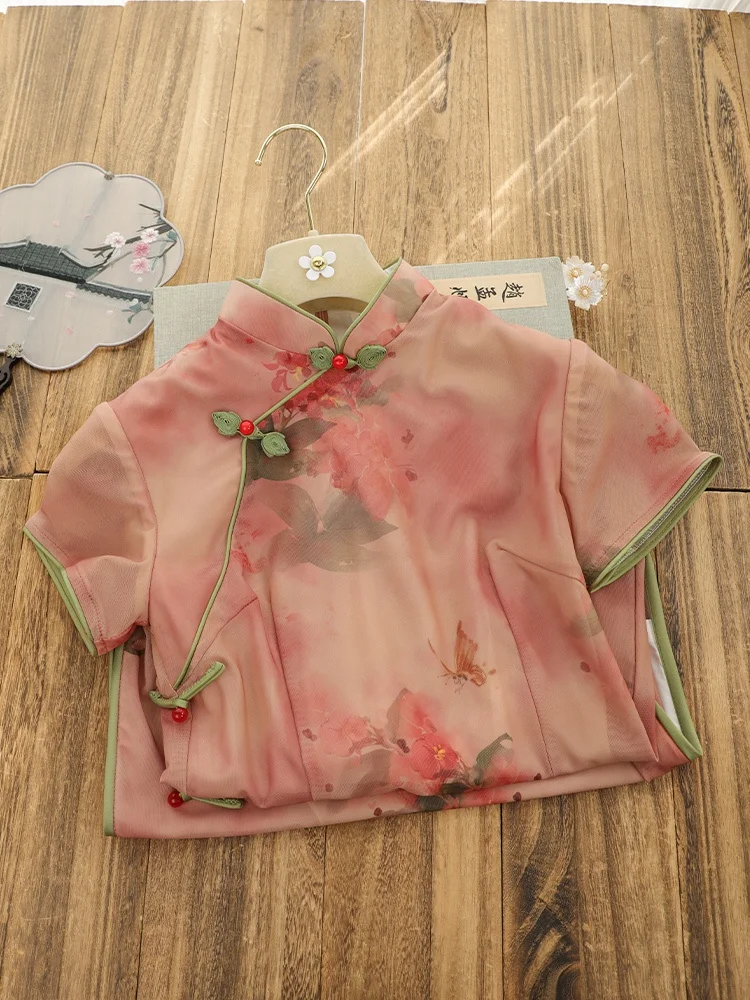 

Обновленная традиционная китайская одежда для женщин: дышащая, с цветочным узором, для повседневной носки, весна-лето, новинка.