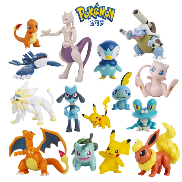 Figurki Anime Pokemon Pikachu Eevee Charizard Mewtwo Kolekcja Figurek z Kreskówek Model Kieszonkowe Potwory Zabawki Akcji Prezent Urodzinowy