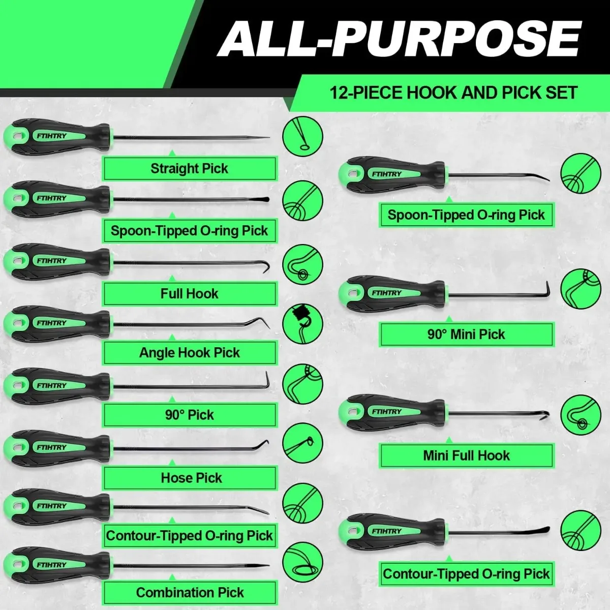 مجموعة أدوات اختيار وخطاف مكونة من 12 قطعة، أداة إزالة حشية دائرية لختم الزيت التلقائي، مجموعة أدوات اختيار طويلة وصغيرة، فضي #2