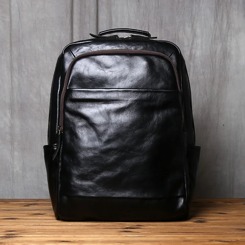 NZPJ Retro Echtes Leder männer Rucksack Mode Rucksack Top Schicht Rindsleder Computer Rucksack Große Kapazität Reisetasche – Detail 21