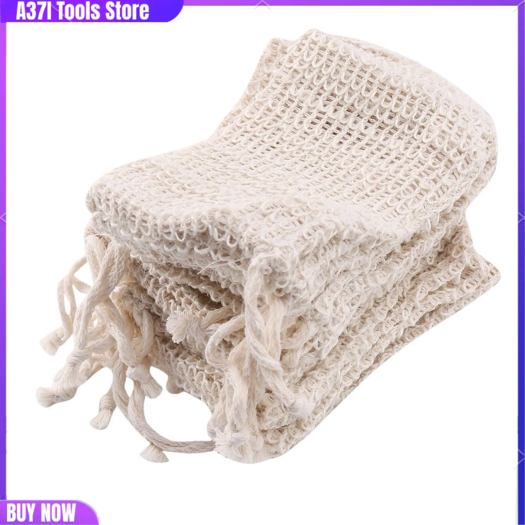 

120 Pack Natural Sisal Soap Bag Exfoliating Soap Saver Pouch Holder-[A37I]