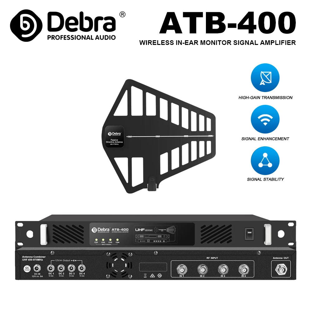 

ATB-400 Усилитель сигнала беспроводного внутриканального монитора, дальность передачи 200 м, 12-уровневый регулируемый уровень радиочастотного сигнала, для использования на сцене.