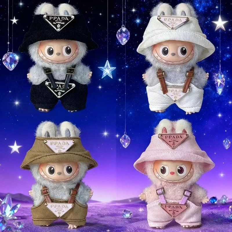 4.0 The Monsters Pin Love Series Per labubu Doll Triangel invertito Vestiti Pescatore Tuta Pantaloni Cappello Scarpe 10,5 cm Abbigliamento