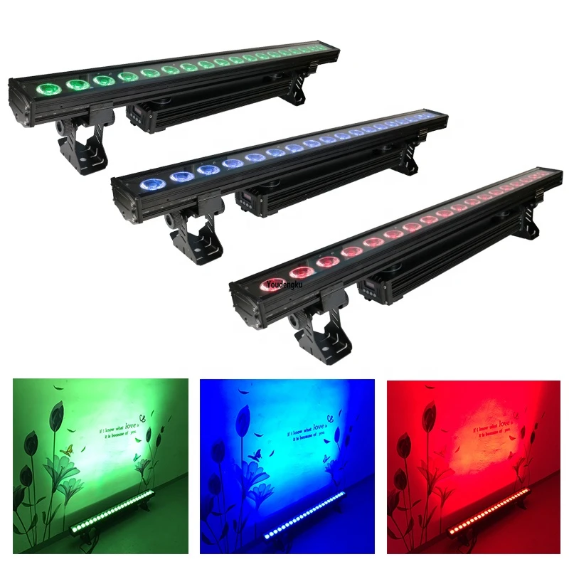 

4pcs waterproof led wall washer 18x18W RGBWA UV 6 IN 1 Outdoor dmx led wall washer Wireless battery Stage Wedding Party light