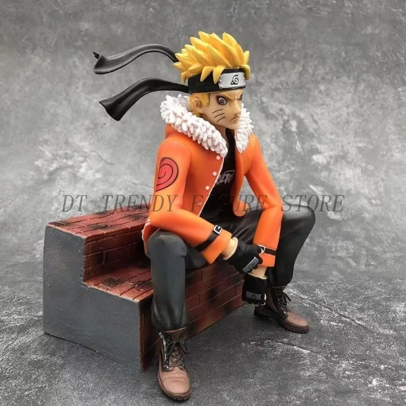 25cm Anime NARUTO marka modowa Uzumaki Naruto Gangdom pozycja siedząca figurka kolekcja pcv Model ozdoba zabawka na prezent