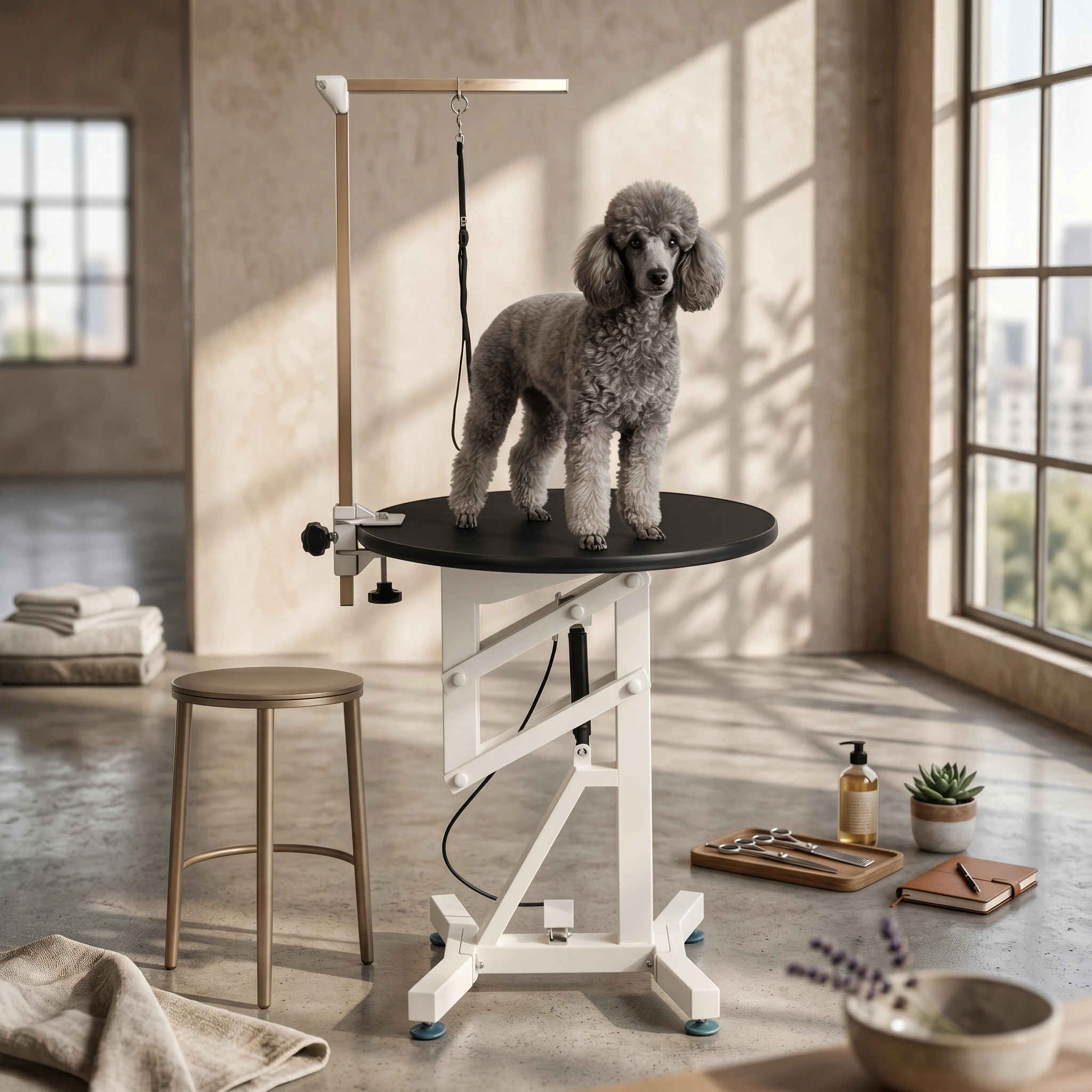 Height Adjustable Grooming Table with Smooth Surface Stable Base Grooming Station for Dog Groomers