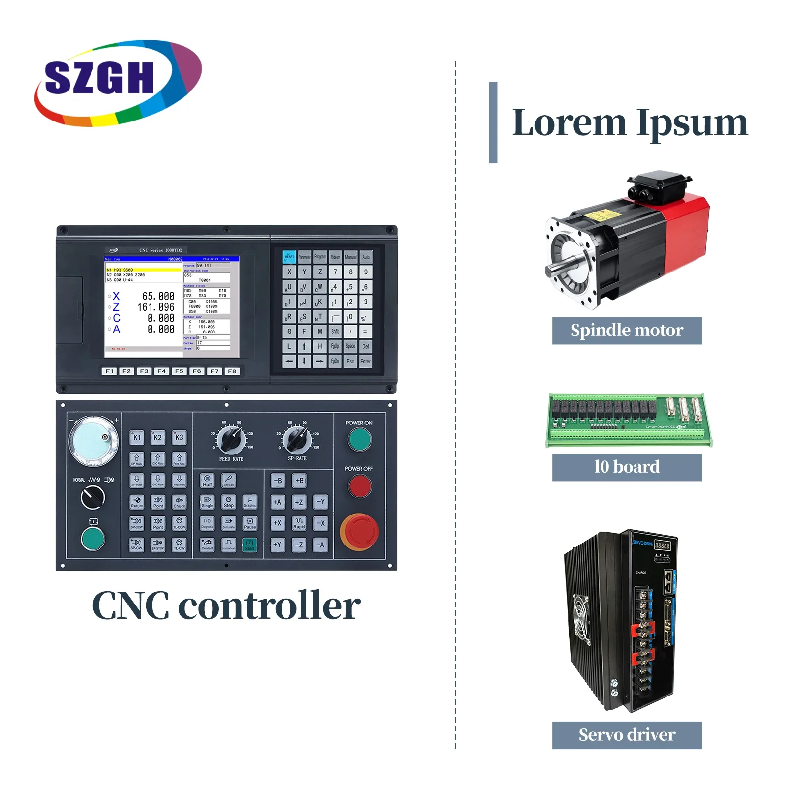 Ondersteuning PLC & Macro Functie 4-assige CNC SZGH-controllerkit voor draaibankmachinecontroller-systeem