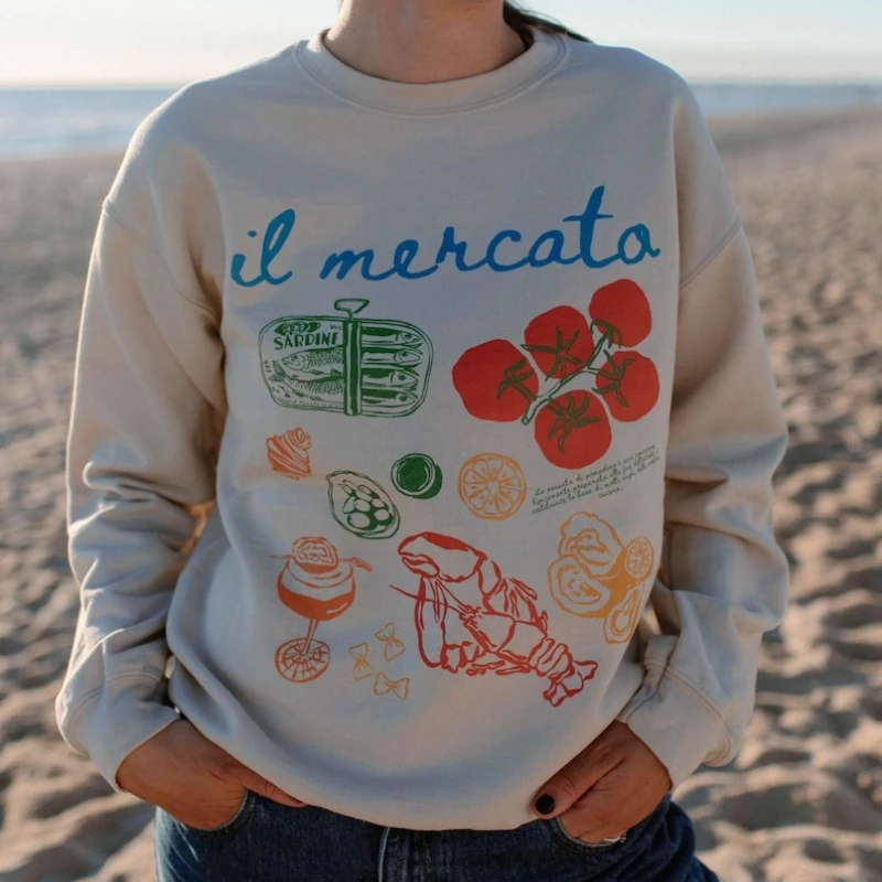 เสื้อสเวตเชิ้ตลายตลาดอิตาลี เสื้อสเวตเชิ้ตลายปลาซาร์ดีน เสื้อสเวตเชิ้ตลายหอยนางรม เสื้อสเวตเชิ้ตลายกุ้งล็อบสเตอร์ เสื้อสเวตเชิ้ตลายมะเขือเทศ เสื้อสเวตเชิ้ตลายสาวน้อยฤดูร้อน เสื้อสเวตเชิ้ตลายชายฝั่งอามัลฟี เสื้อสเวตเชิ้ตลายลา โดลเช วีต้า