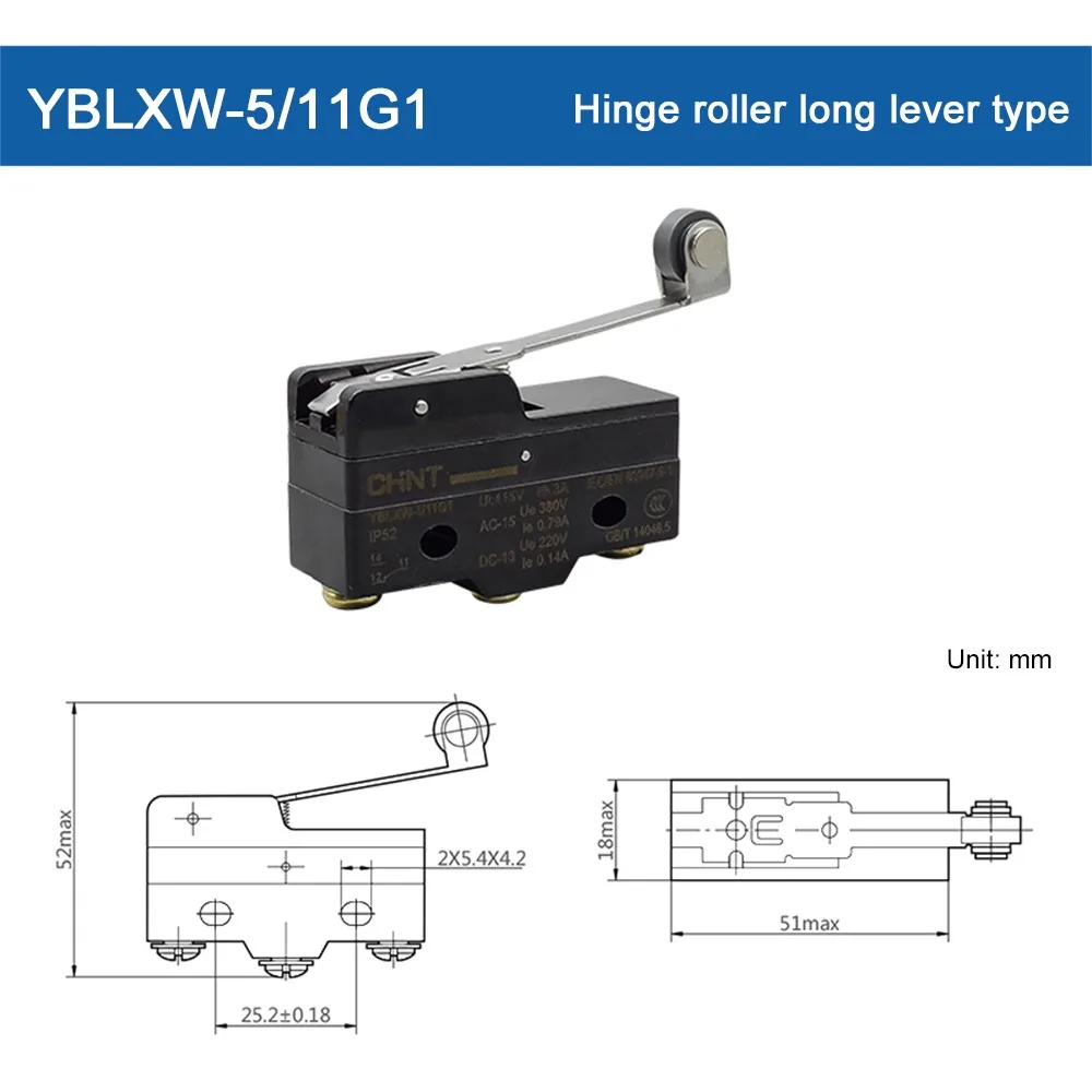 1Pcs YBLXW-5 Mechanical Limit Switch 250VAC G1/G2/G3/Q1/Q2/N1/D1/11M Self Reset Limit Device 5A NO/NC NO NC Limit Switch