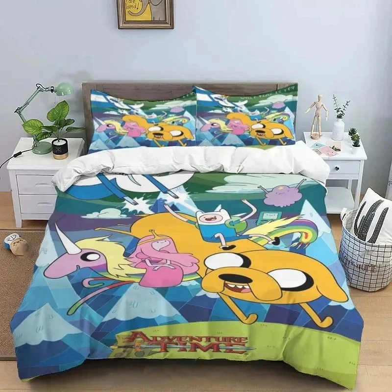 Cartoon Adventure Time Finn N Jake Bedding Set Duvet Cover Bed Set Quilt Cover Pillowcase Comforter king Queen Size Boys Adult