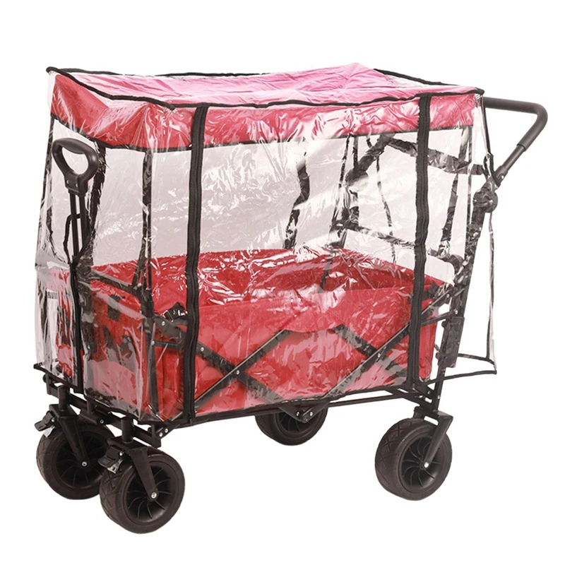 1 Piece Camping Trolley Rain Cover Transparent PVC Garden Picnic Wagon Stroller Cart Waterproof Cover