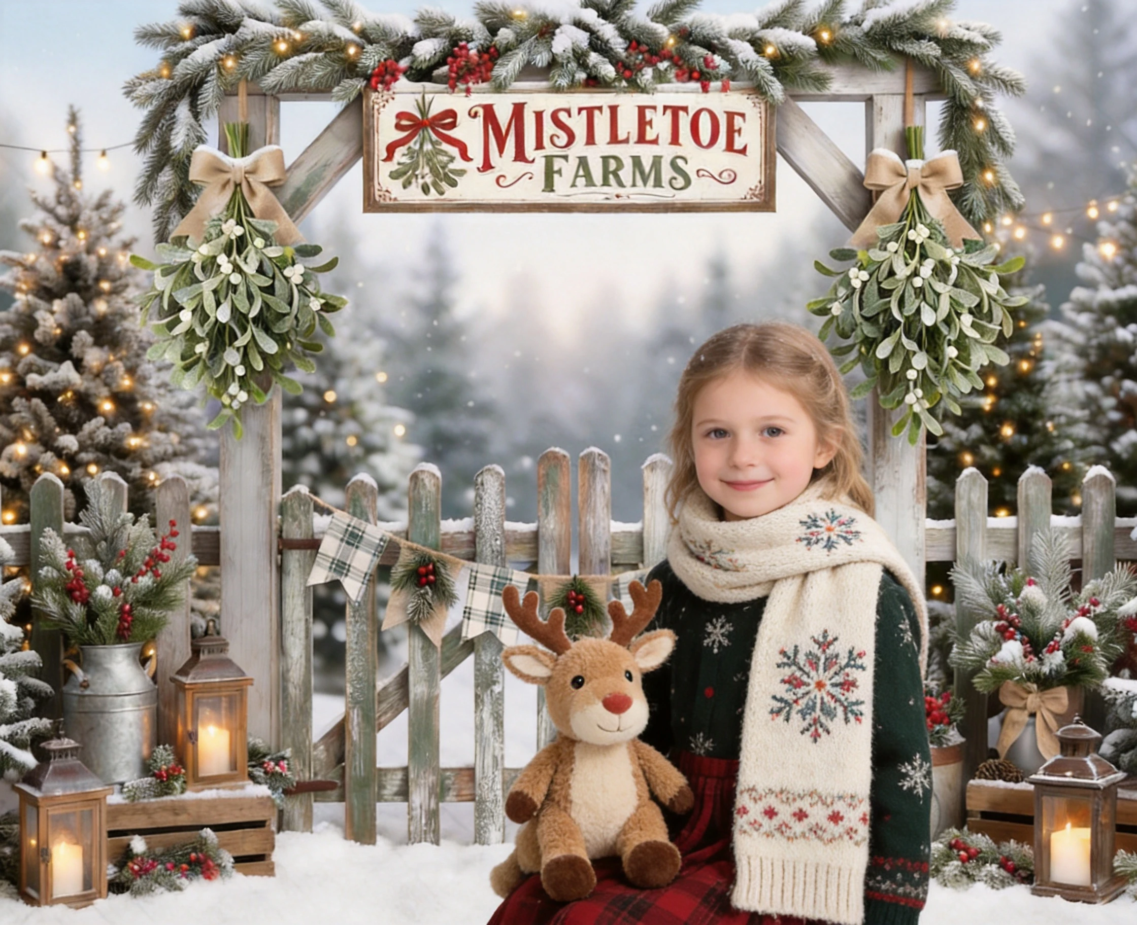 Christmas Mistletoe Farms Entry Backdrop Peppermint Twist Fence Kids Adult Photography Props Child Baby Photocall Backgrounds