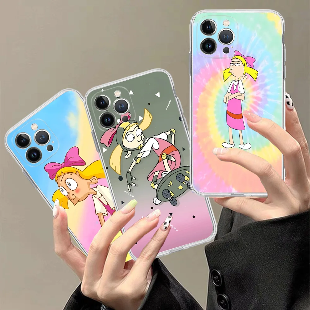 H-Hey A-Arnold H-Helga Cute Funny Cartoon Phone Case Silicone Soft For Iphone 16 15 14 13 12 11 Pro Mini XS MAX Plus X Cover