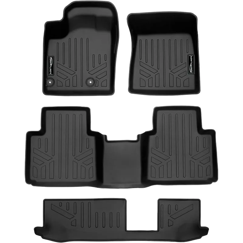 US Custom Fit Floor Mats 3 Row Liner Set Black Compatible with 2022-2023 Mitsubishi Outlander (Does not Fit PHEV or Sport Models