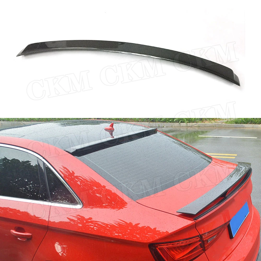 

CKMUUER Carbon Fiber for Audi A3 S3 Sedan 4 Door 2014 - 2019 FRP Rear Roof Spoiler Window Trim Wings Car Styling Body Kits
