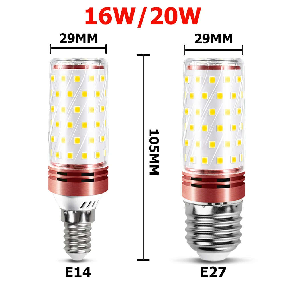 Imagem -05 - Bulbo de Milho Mutável Tricolor para Casa Luz de Milho Led Lâmpada Brilhante E14 E27 2835smd 2835smd 12w 16w 20w 220v Pcs Lot